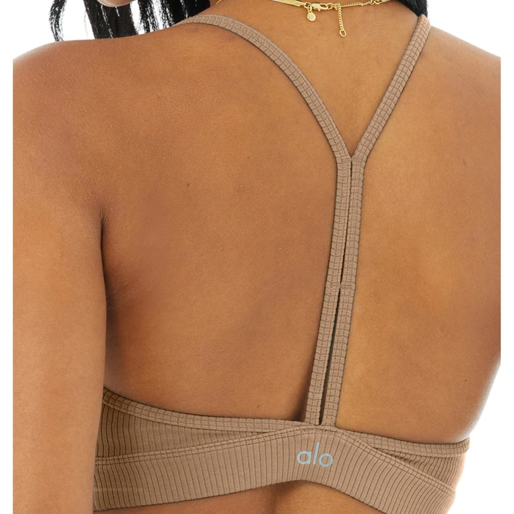 Alo Yoga Ribbed Blissful Bra in Gravel - Picture 5 of 10